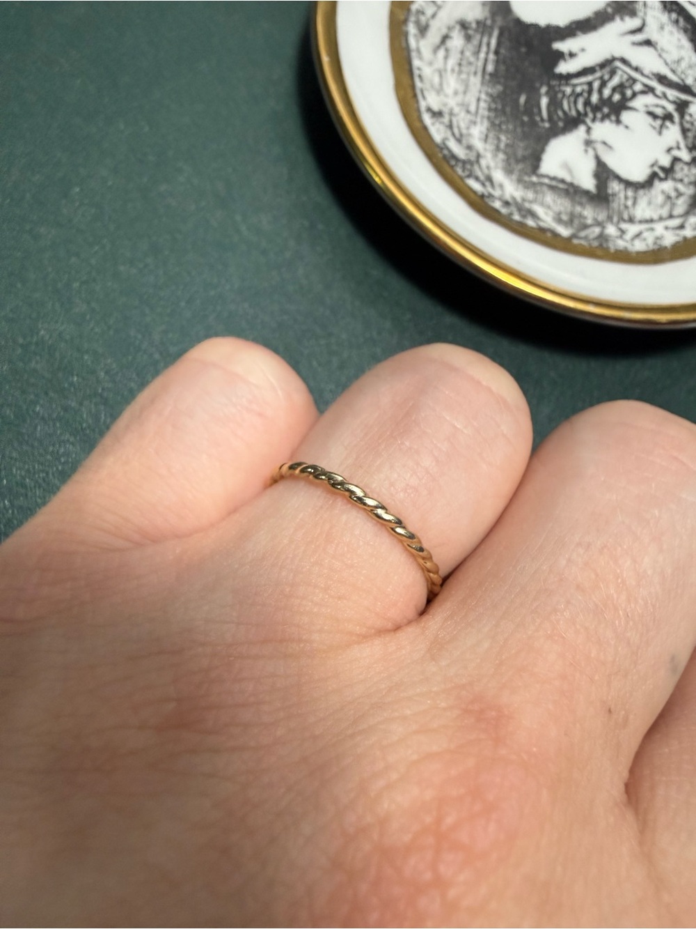 14kt Gold Yellow Minimalist Twisted Rope Ring in Warm Gold Size 8 Stacking Band - Picture 7 of 7